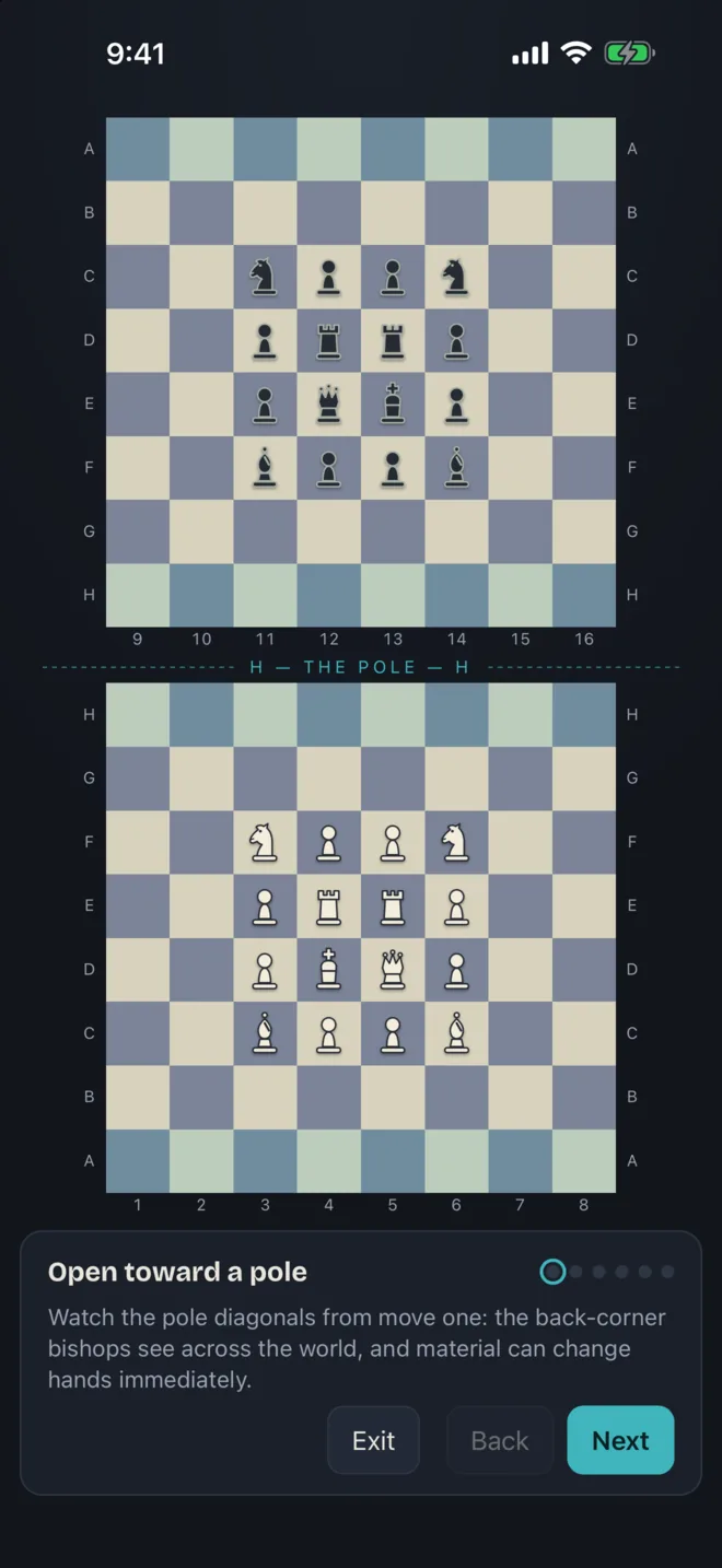 The Winning strategies lesson, advising you to watch the pole diagonals from move one