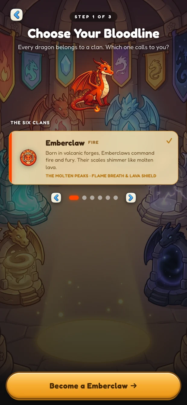 Choose Your Bloodline — the six clans select screen
