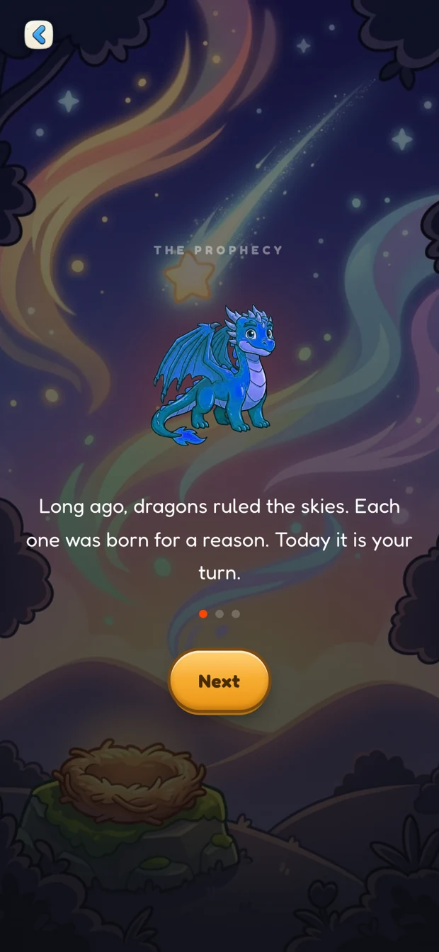 The prologue: a dragon takes flight beneath a sky of stars