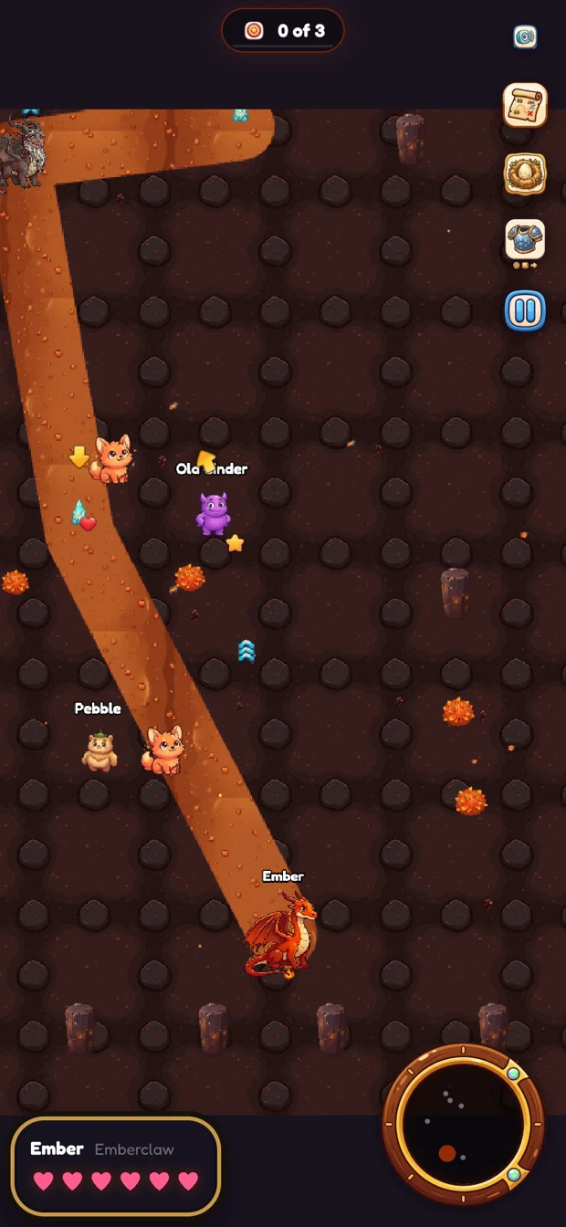 Exploring the top-down world with your dragon and companions