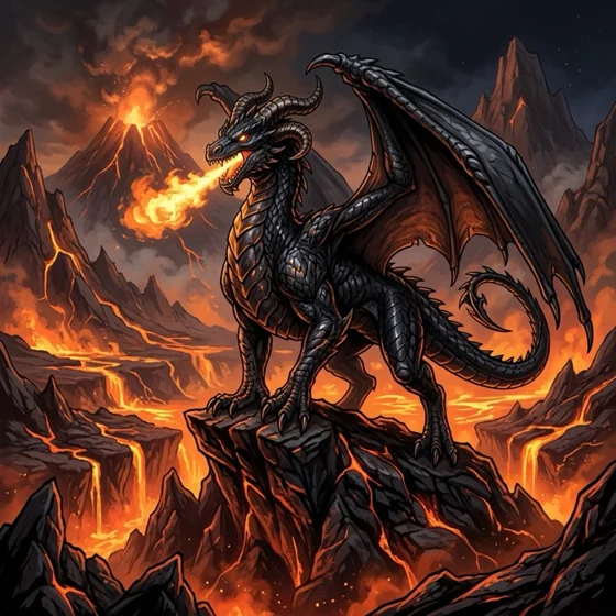 KillerDad, a fearless black Fire dragon on the Molten Peaks